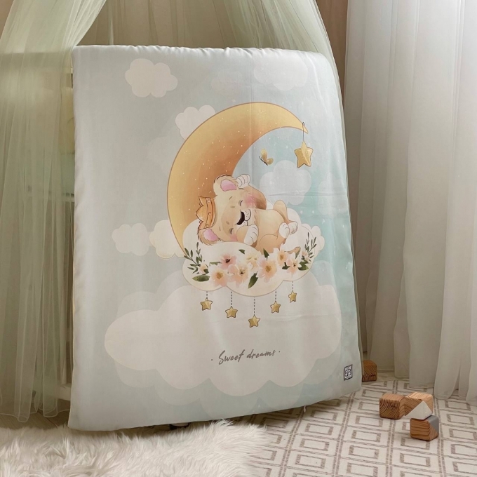 Set lenjerie pentru Patut Bebe din 6 piese Lion crem (16)